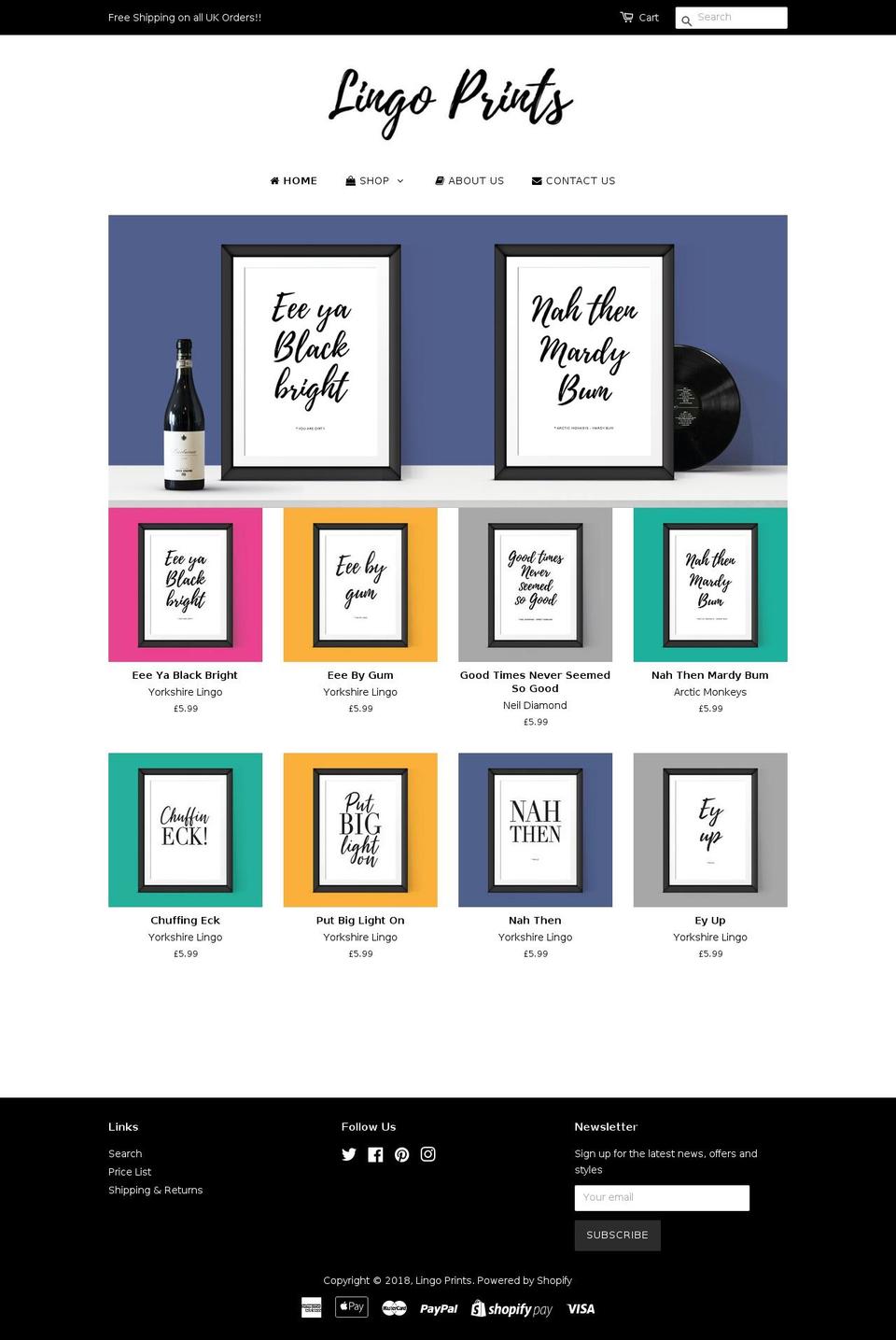 lingoprints.com — Shopify storefront screenshot