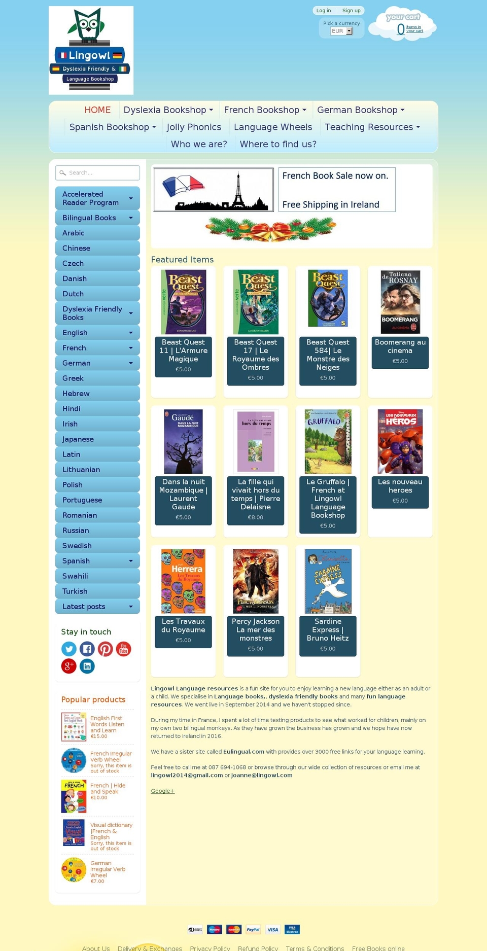 lingowlresources.com shopify website screenshot