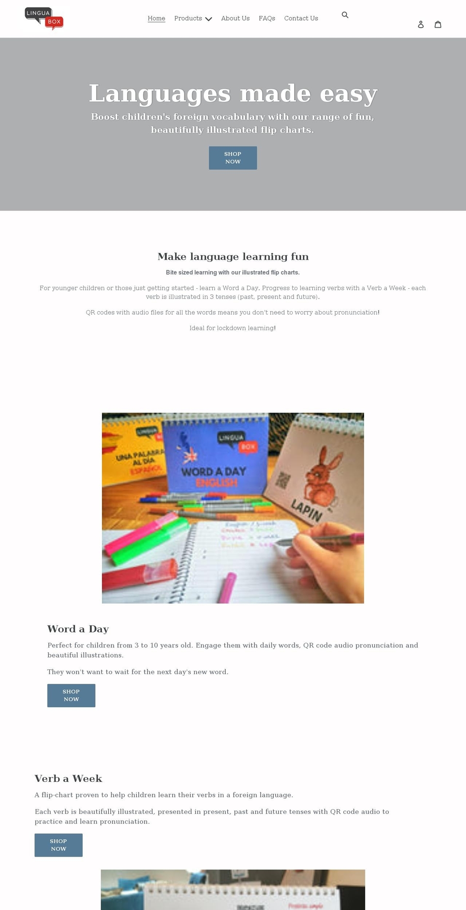lingua-box.com shopify website screenshot