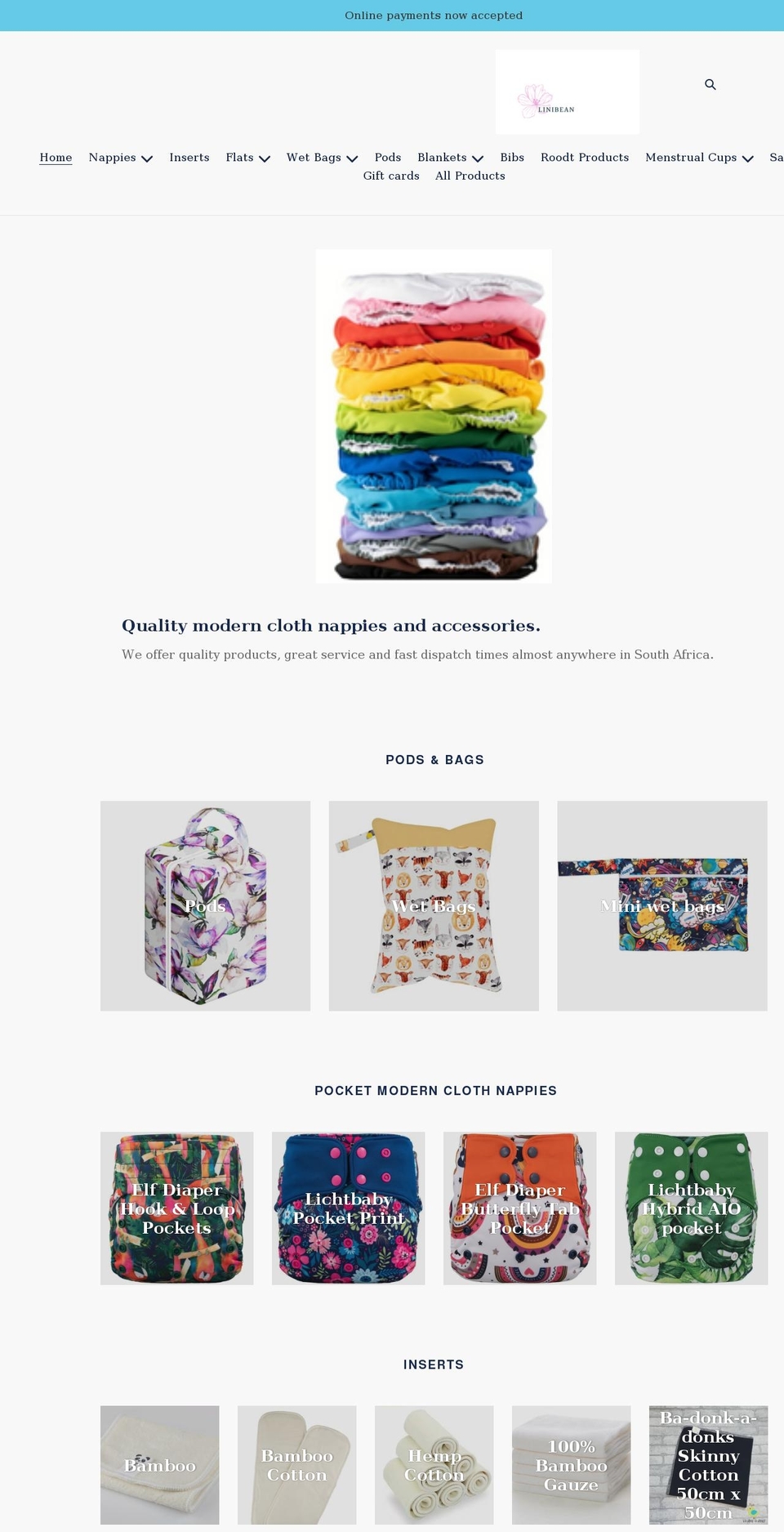 linibean.com shopify website screenshot