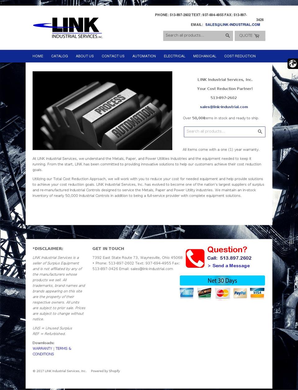 link-industrial.com shopify website screenshot