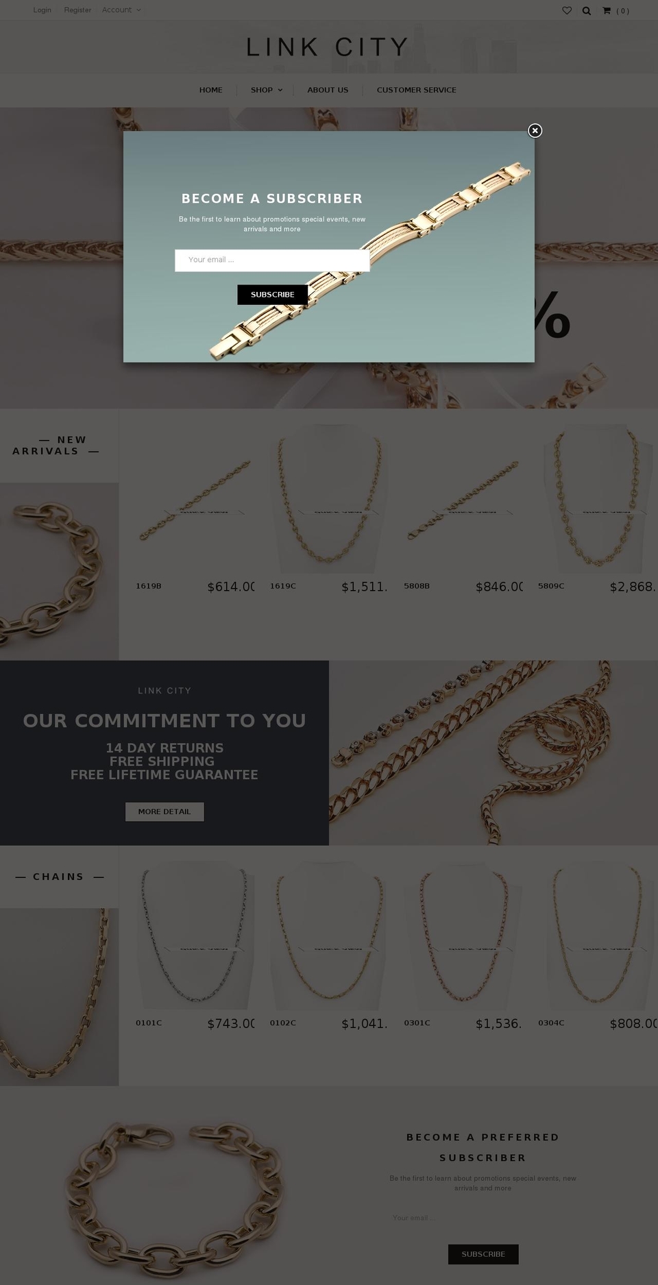 linkcityjewelry.com shopify website screenshot