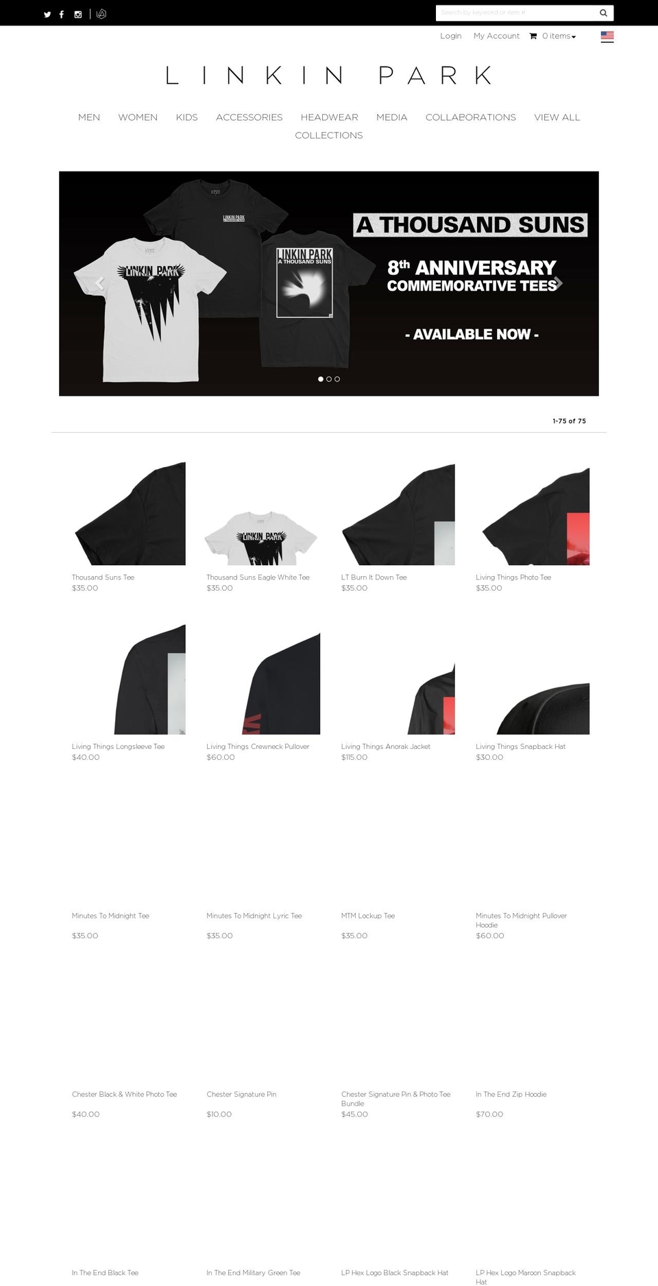 LinkinPark-V7 Shopify theme site example linkinparkmerchandise.com