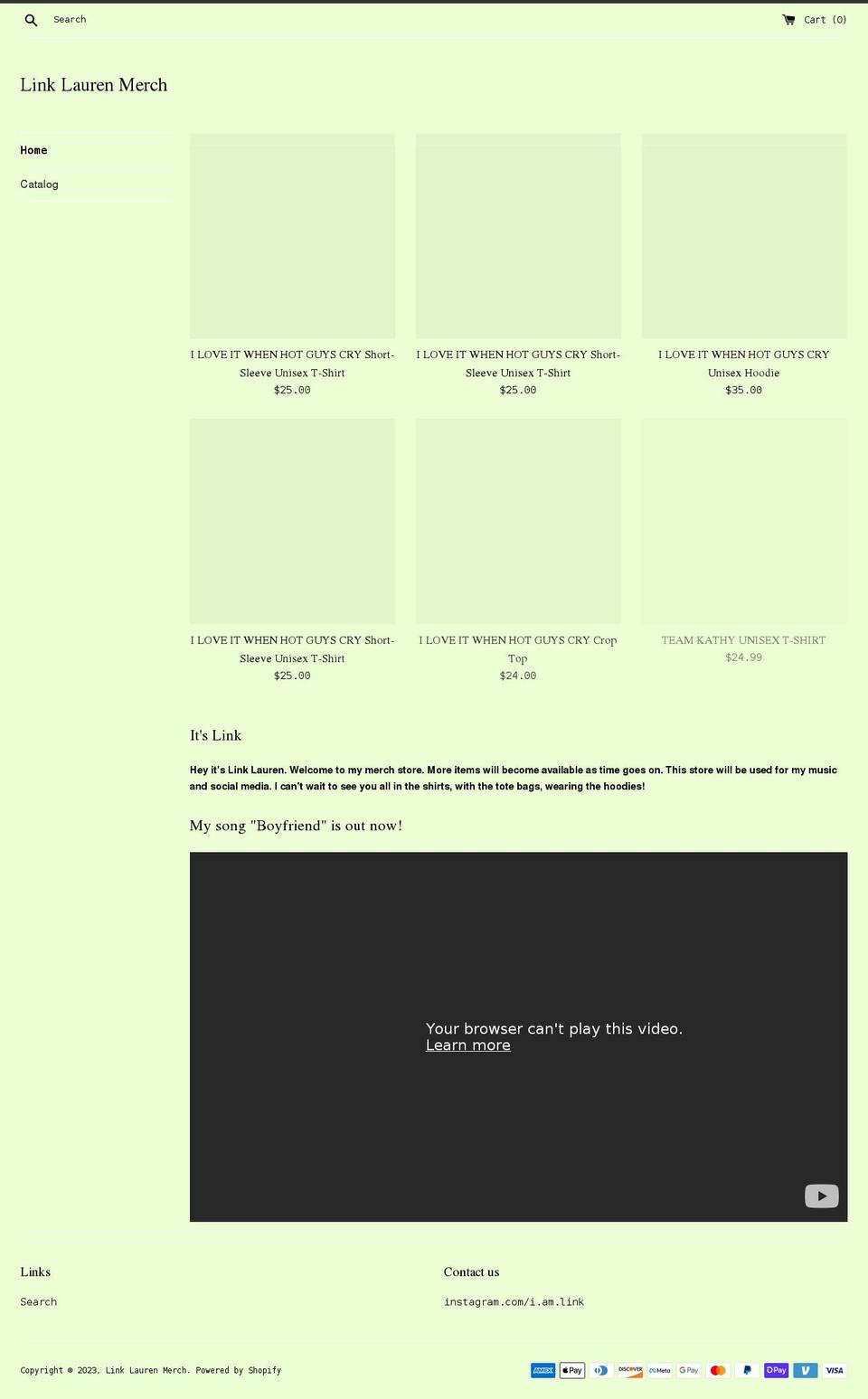 linklaurenmerch.com shopify website screenshot