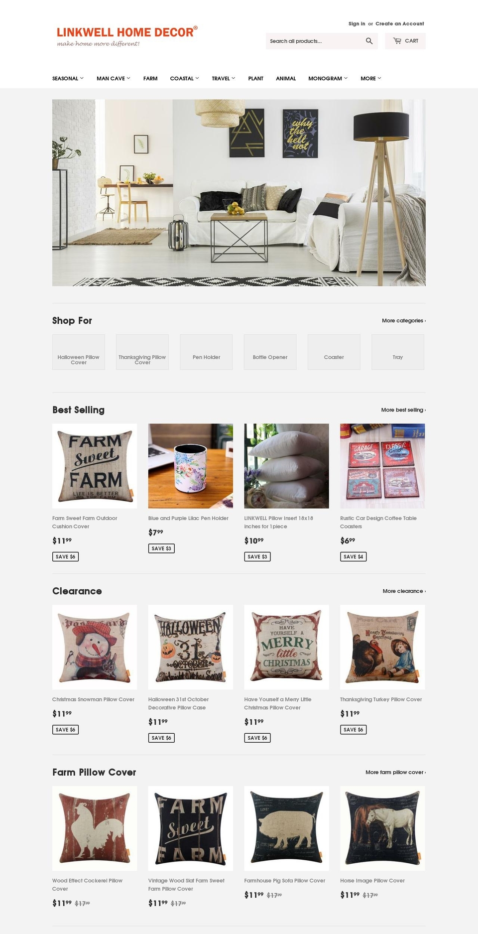 linkwellhomedecor.com — Shopify storefront screenshot