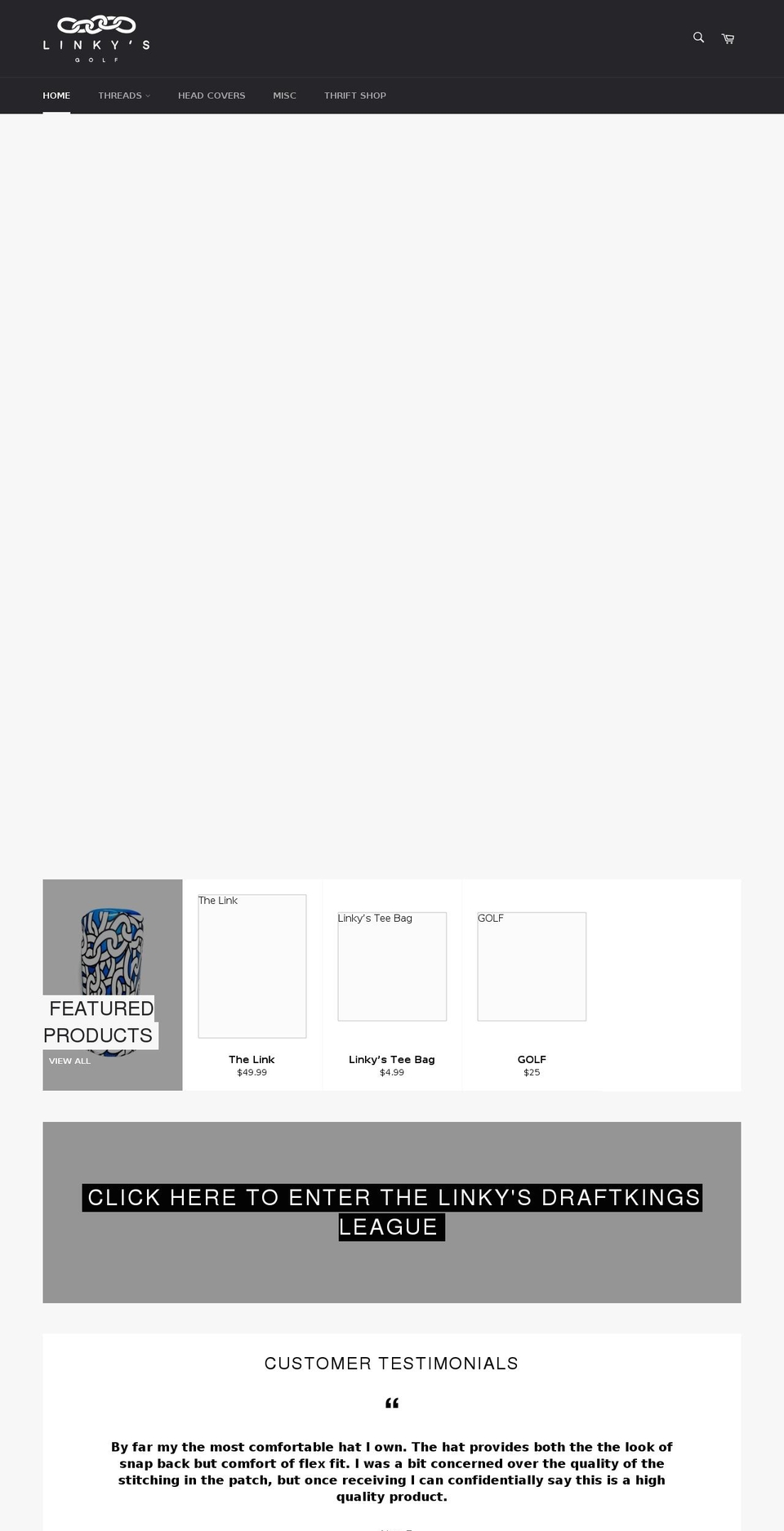 linkysgolf.com shopify website screenshot