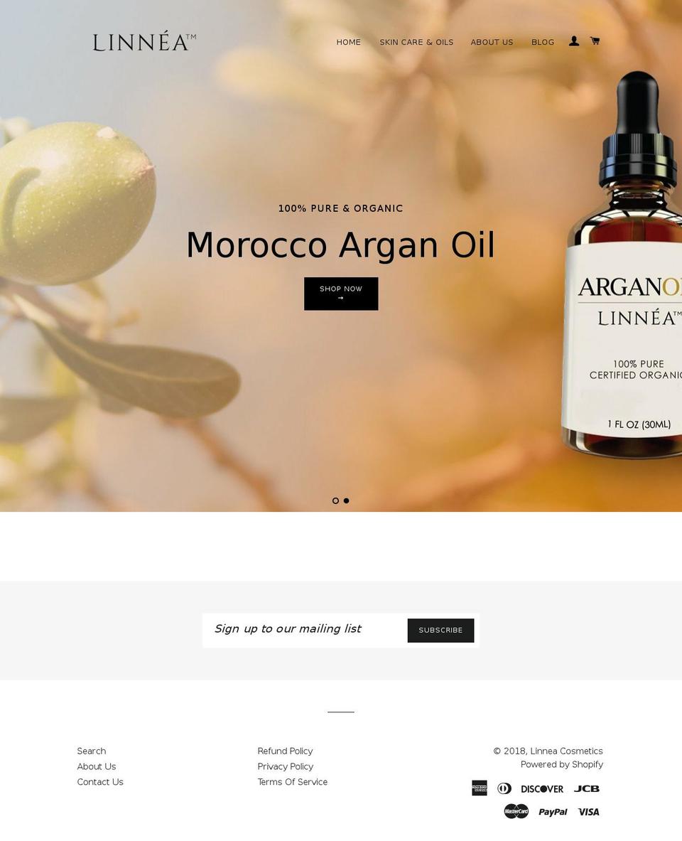 linneacosmetics.com — Shopify storefront screenshot