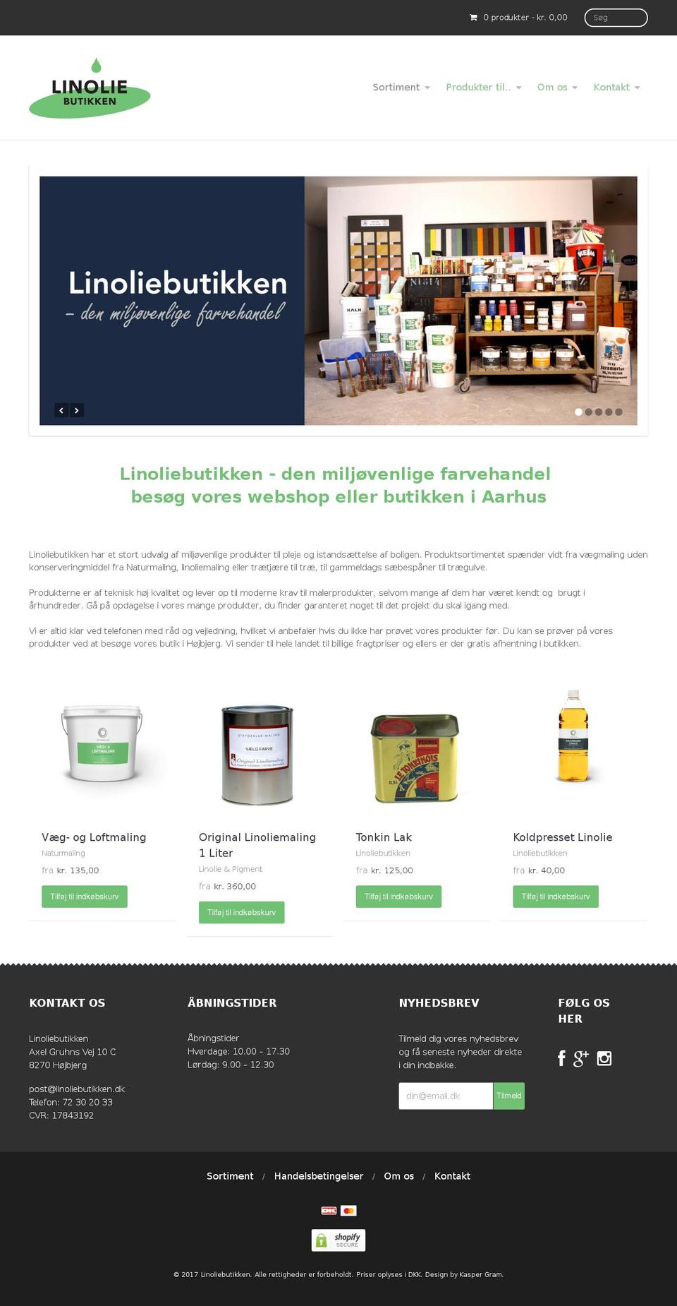 linoliebutikken.dk shopify website screenshot