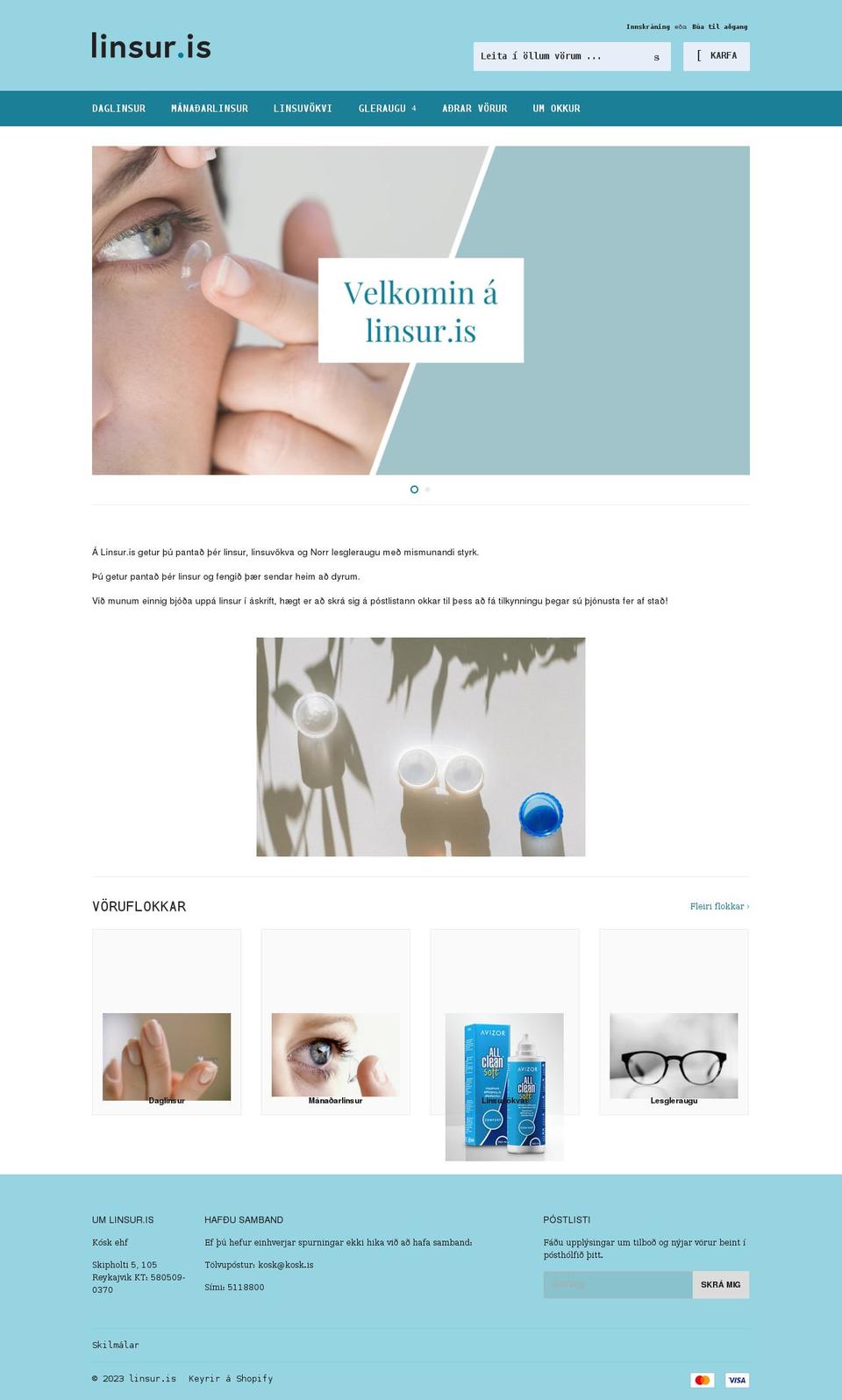 linsur.is shopify website screenshot