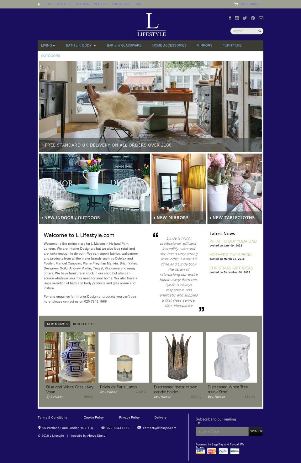 linteriors.london shopify website screenshot