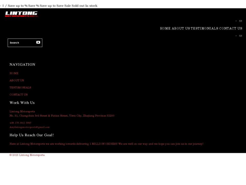 lintongmotorsports.com shopify website screenshot