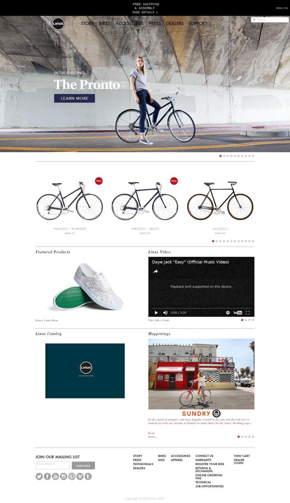 linusbicycles.com shopify website screenshot