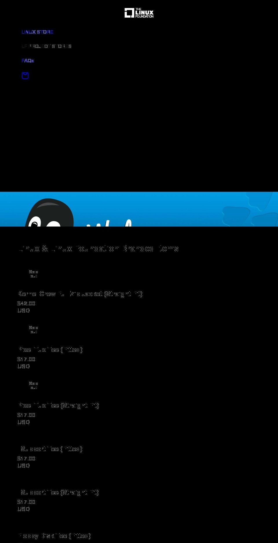 linuxfoundation.store shopify website screenshot