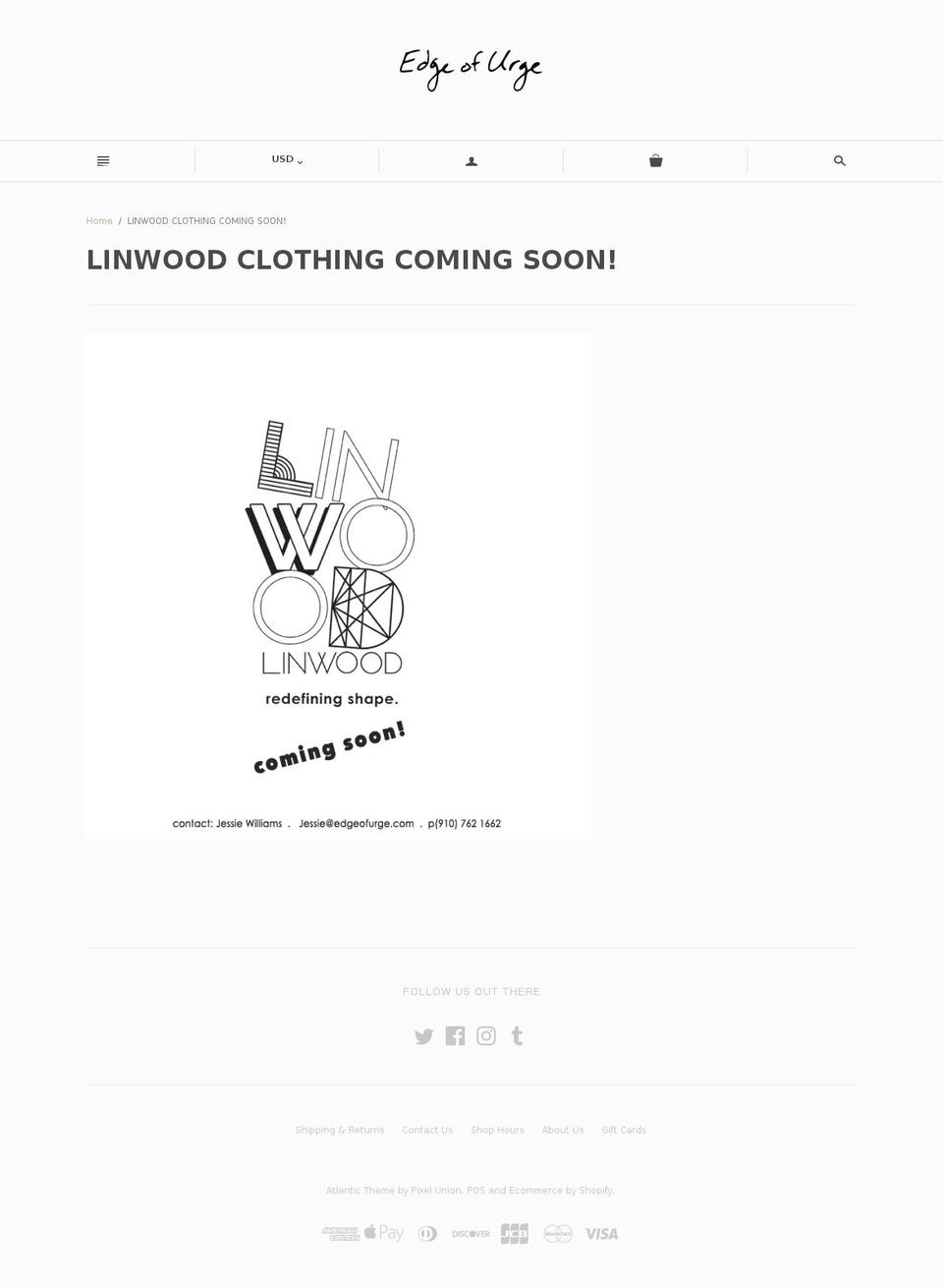 Copy of Atlantic Shopify theme site example linwoodclothing.com