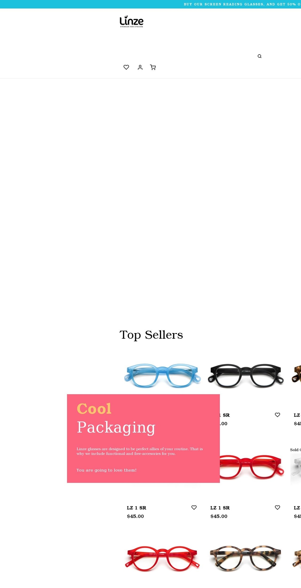 linzeeyewear.com shopify website screenshot