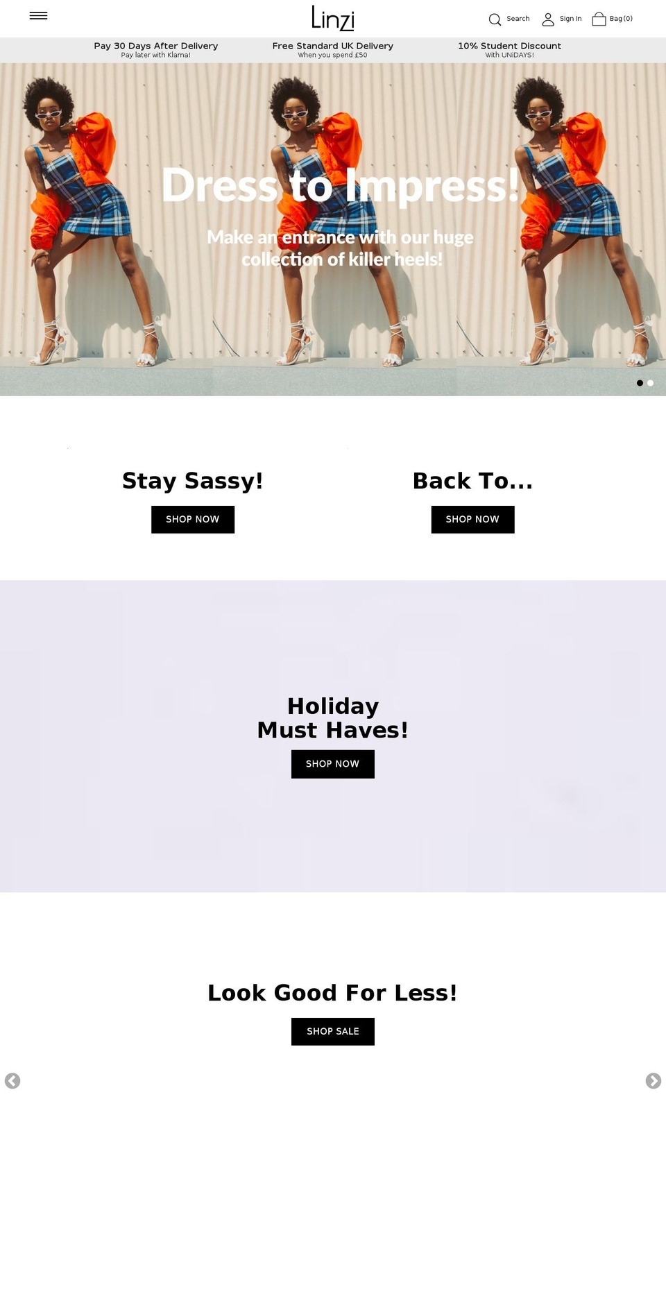 linzi.com shopify website screenshot