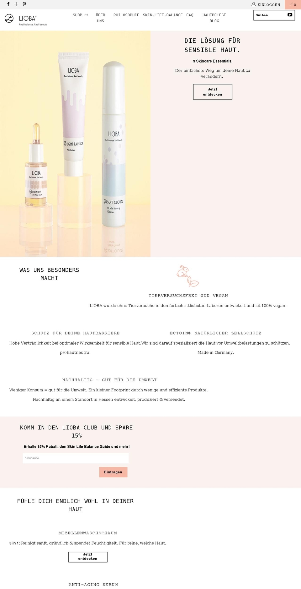 liobaskincare.de shopify website screenshot