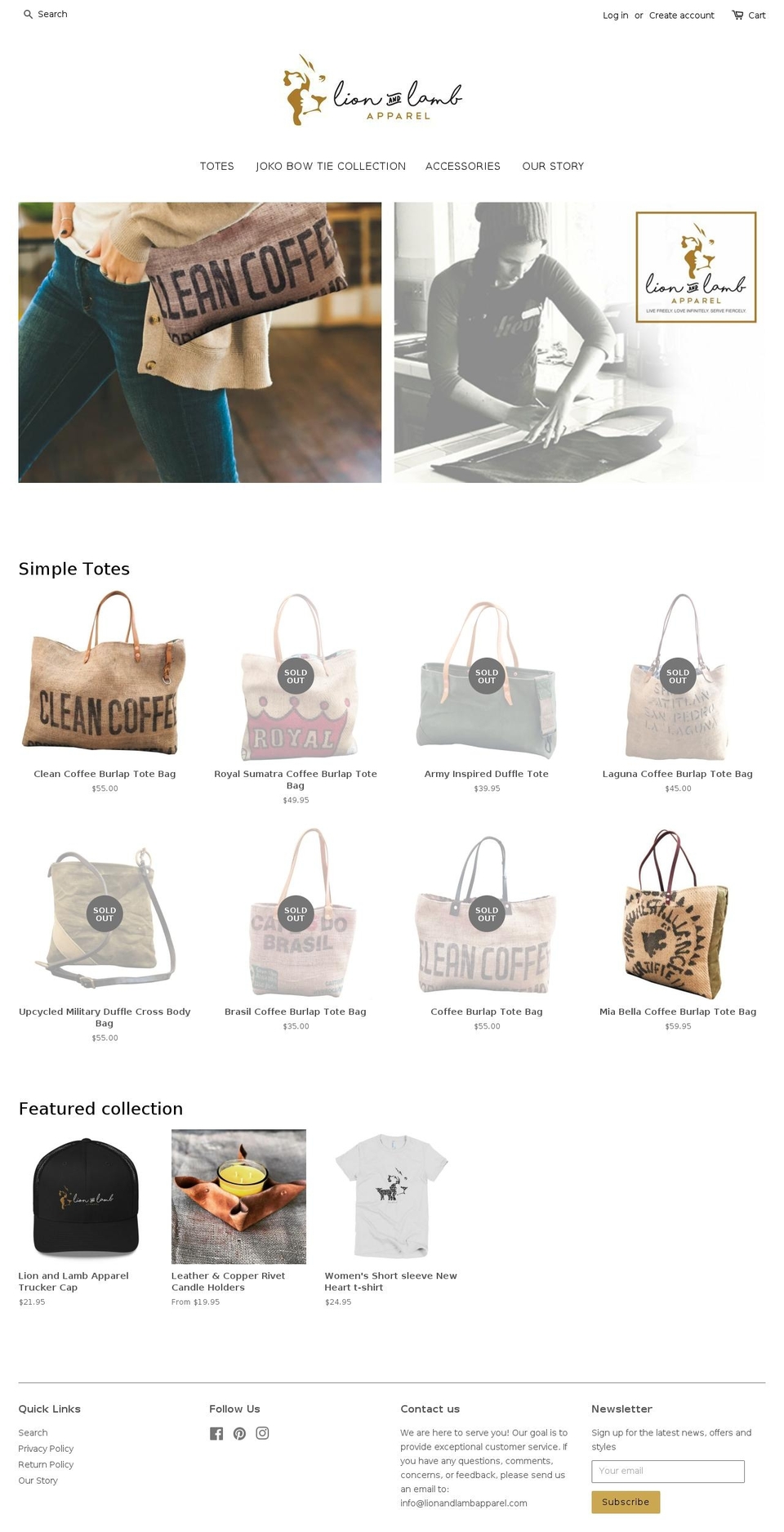 lionandlambapparel.com — Shopify storefront screenshot