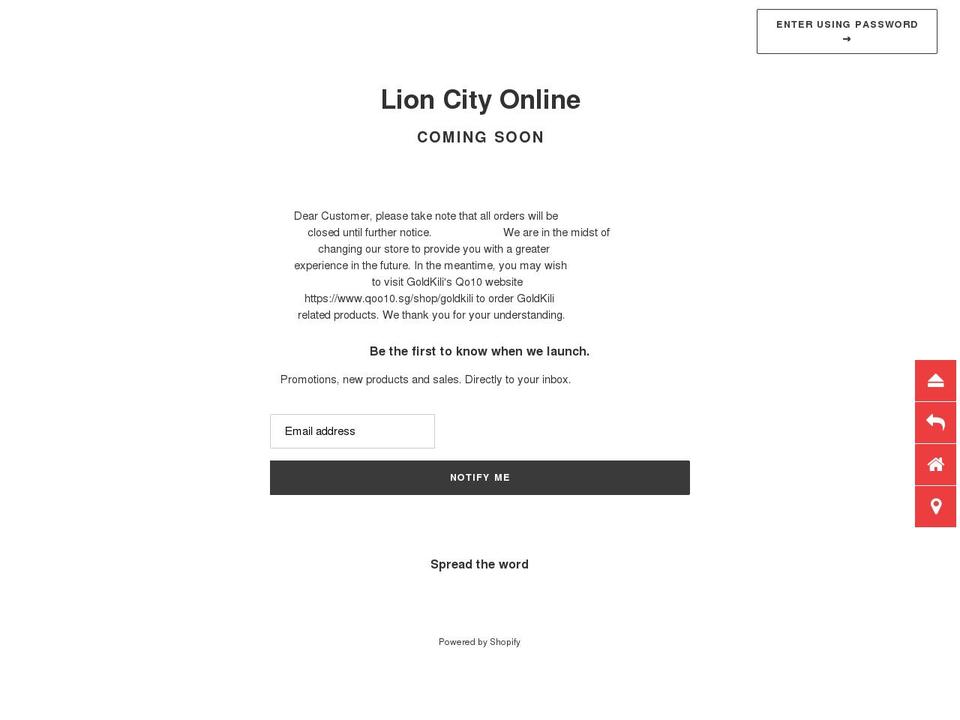 lioncityonline.com shopify website screenshot