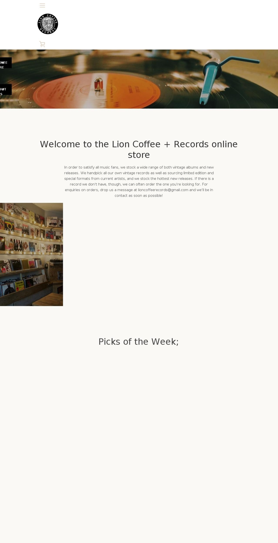lioncoffeerecords.com shopify website screenshot