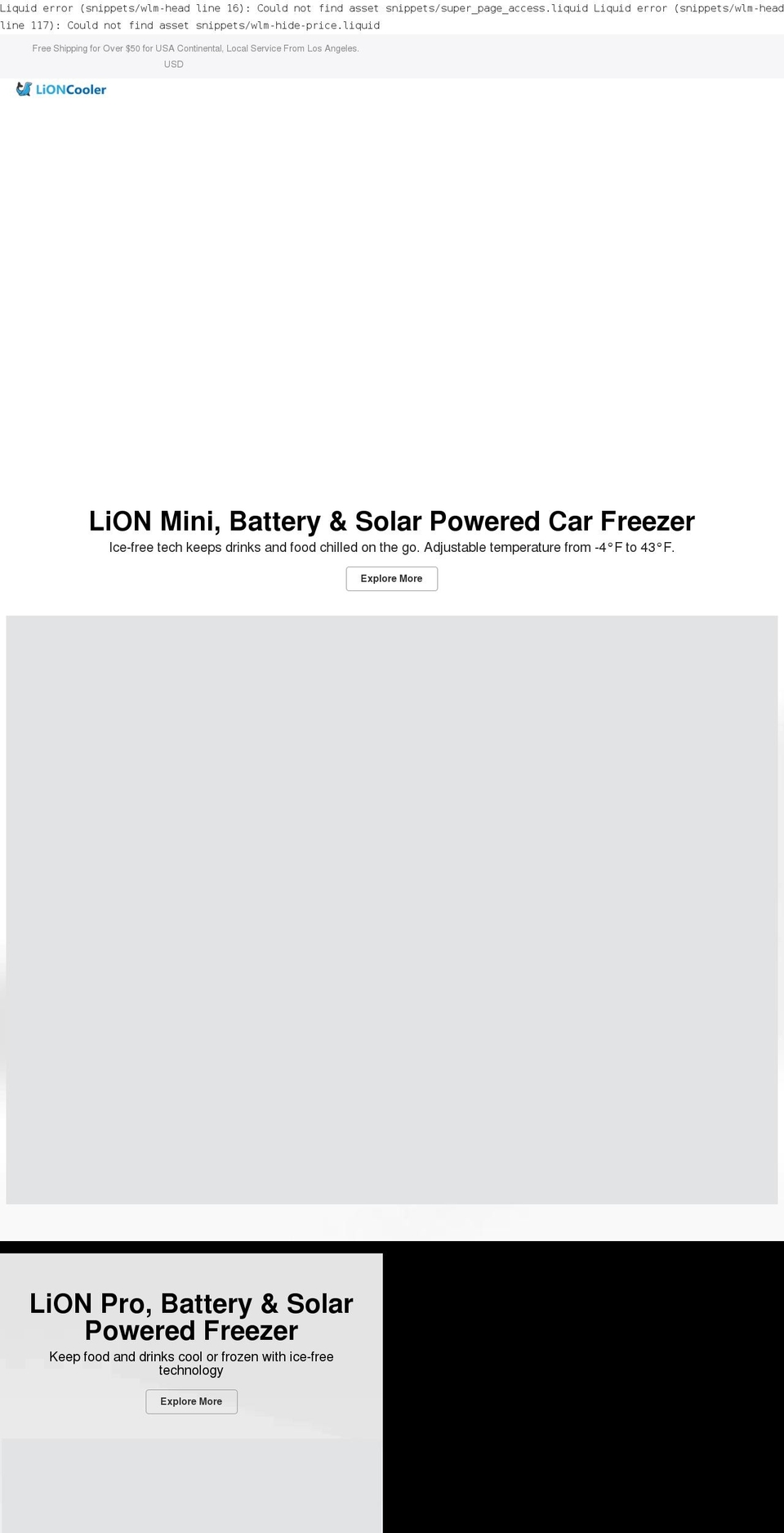 lioncooler.com shopify website screenshot
