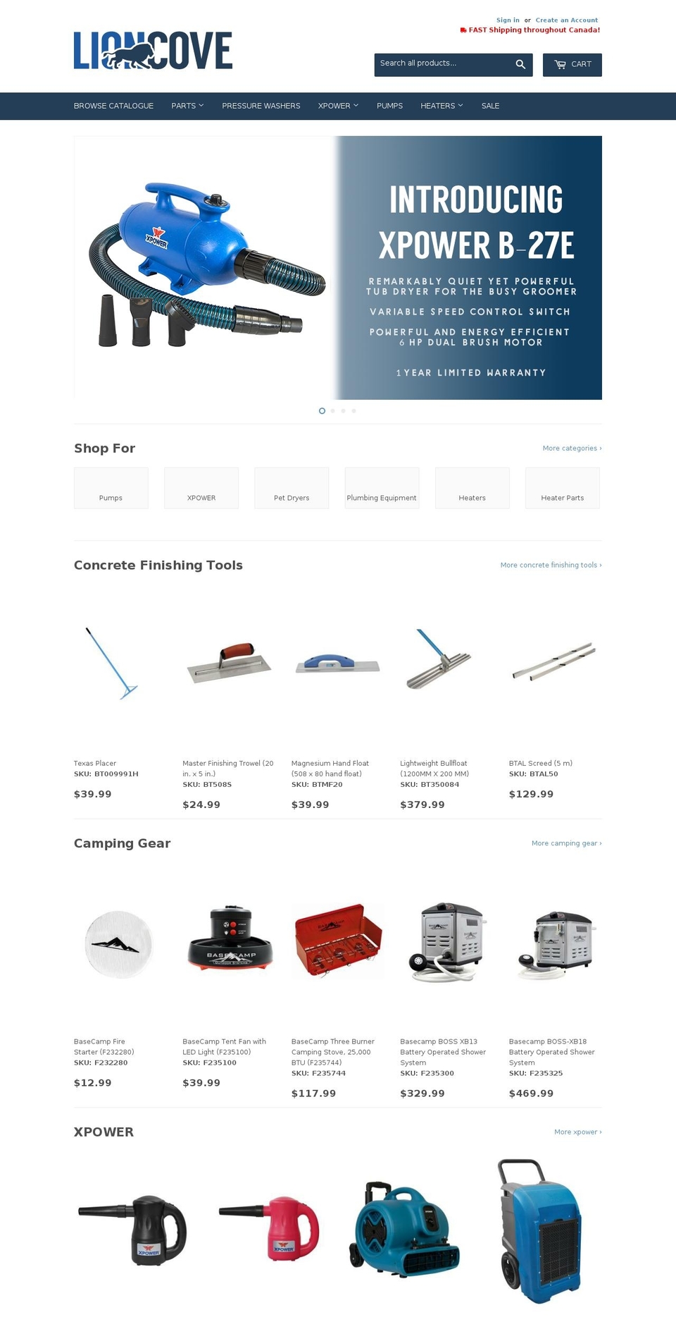 Winter Shopify theme site example lioncove.ca