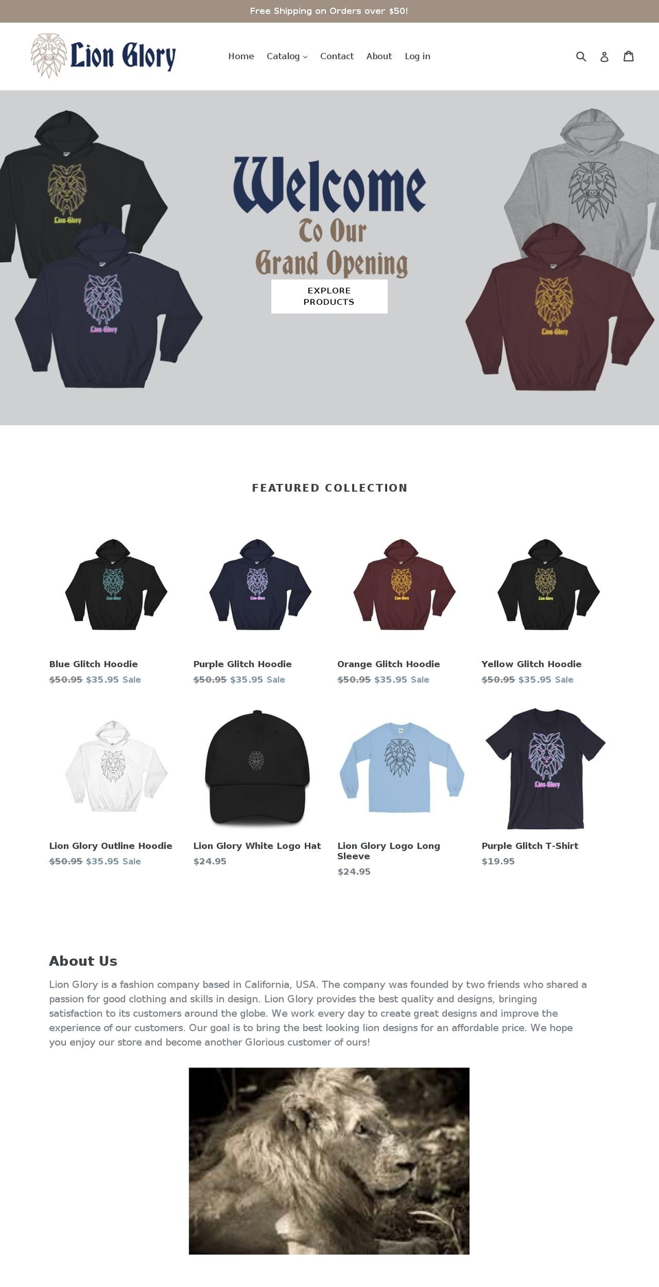 lionglory.com — Shopify storefront screenshot