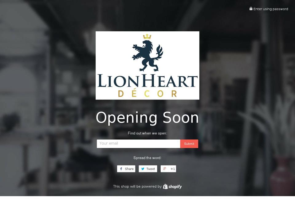 lionheartdecor.com — Shopify storefront screenshot