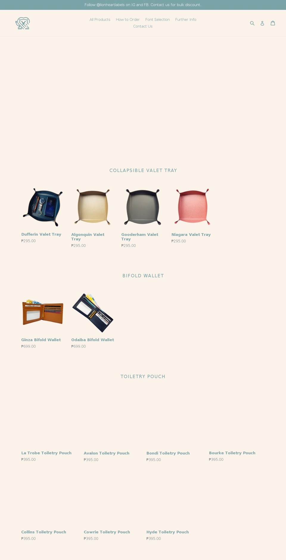 lionheartlabels.com — Shopify storefront screenshot