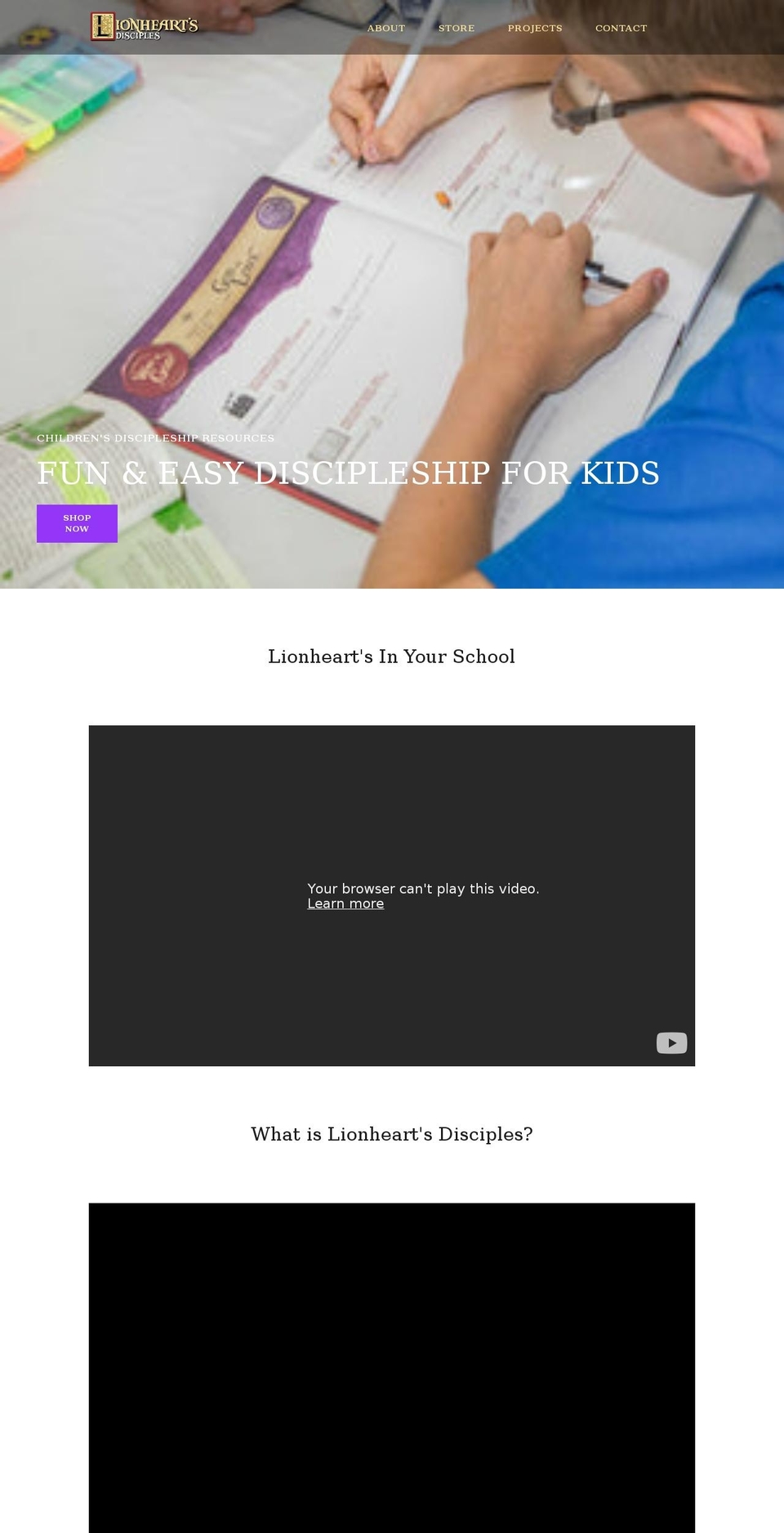 lionheartsdisciples.com shopify website screenshot