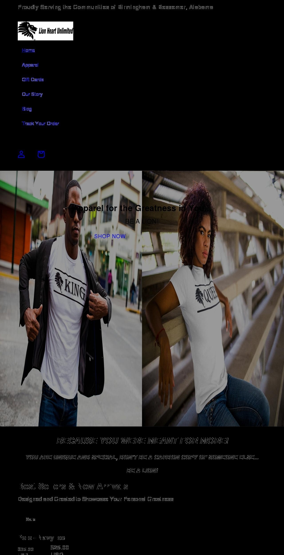 lionheartunlimited.com shopify website screenshot