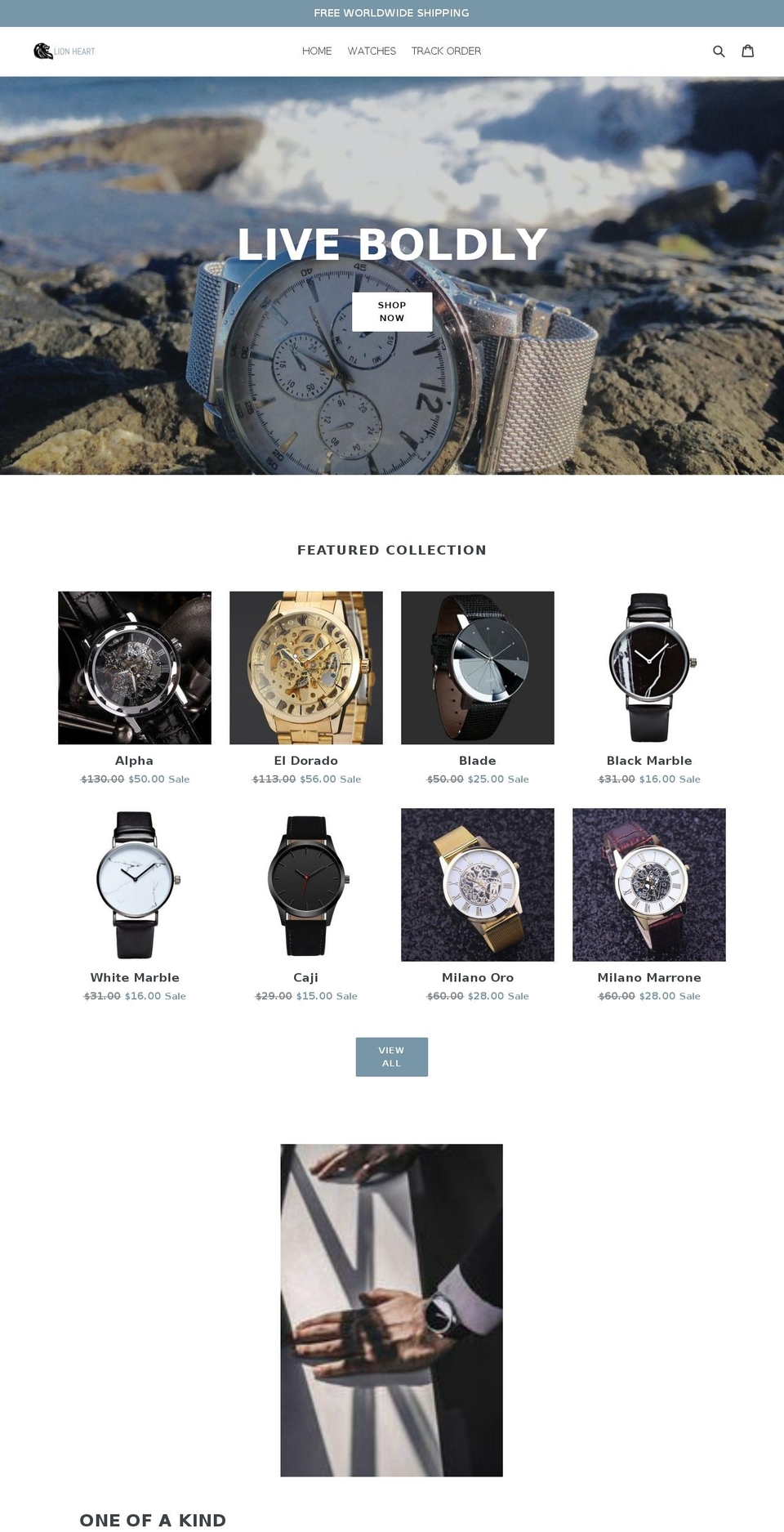 lionheartwatches.com shopify website screenshot