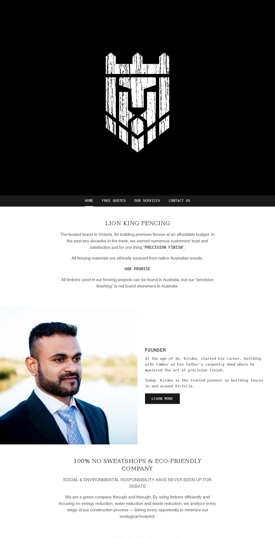 lionkingfencing.com shopify website screenshot