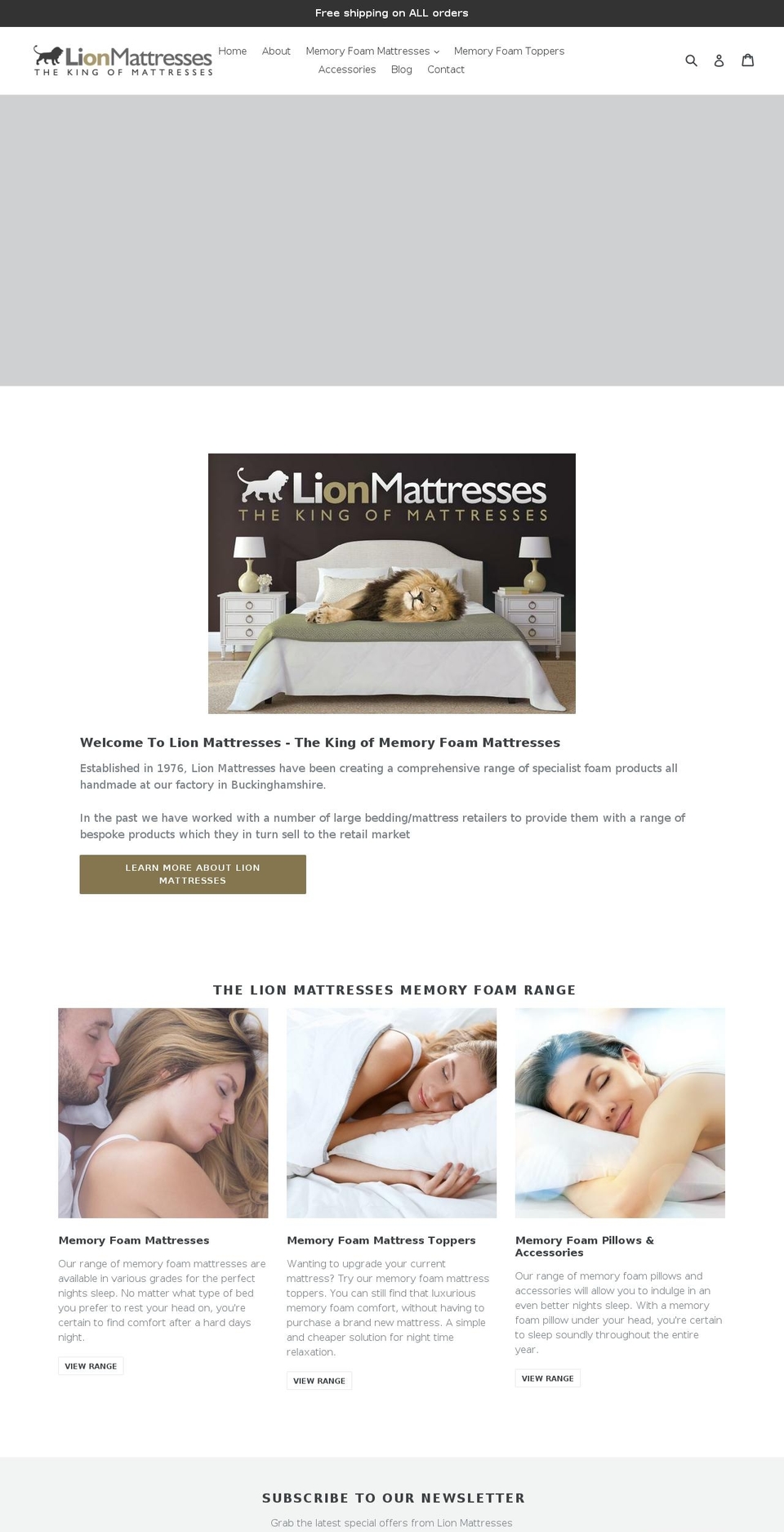 lionmattresses.co.uk shopify website screenshot