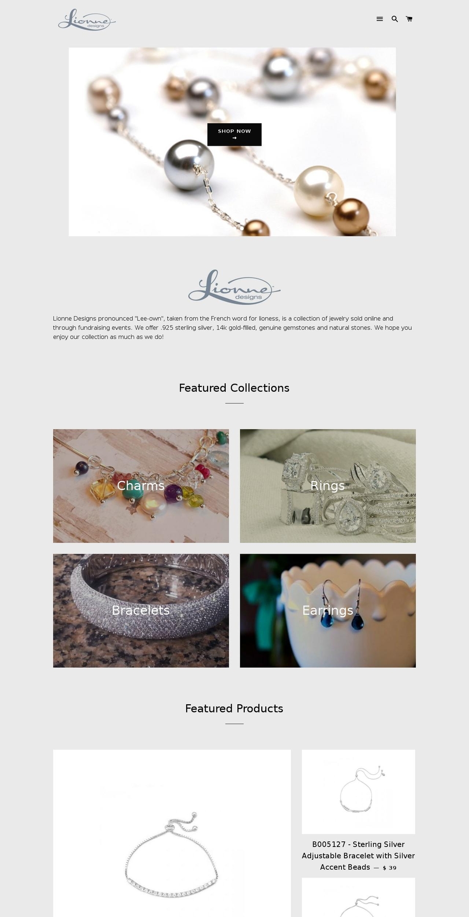 lionnedesigns.com shopify website screenshot