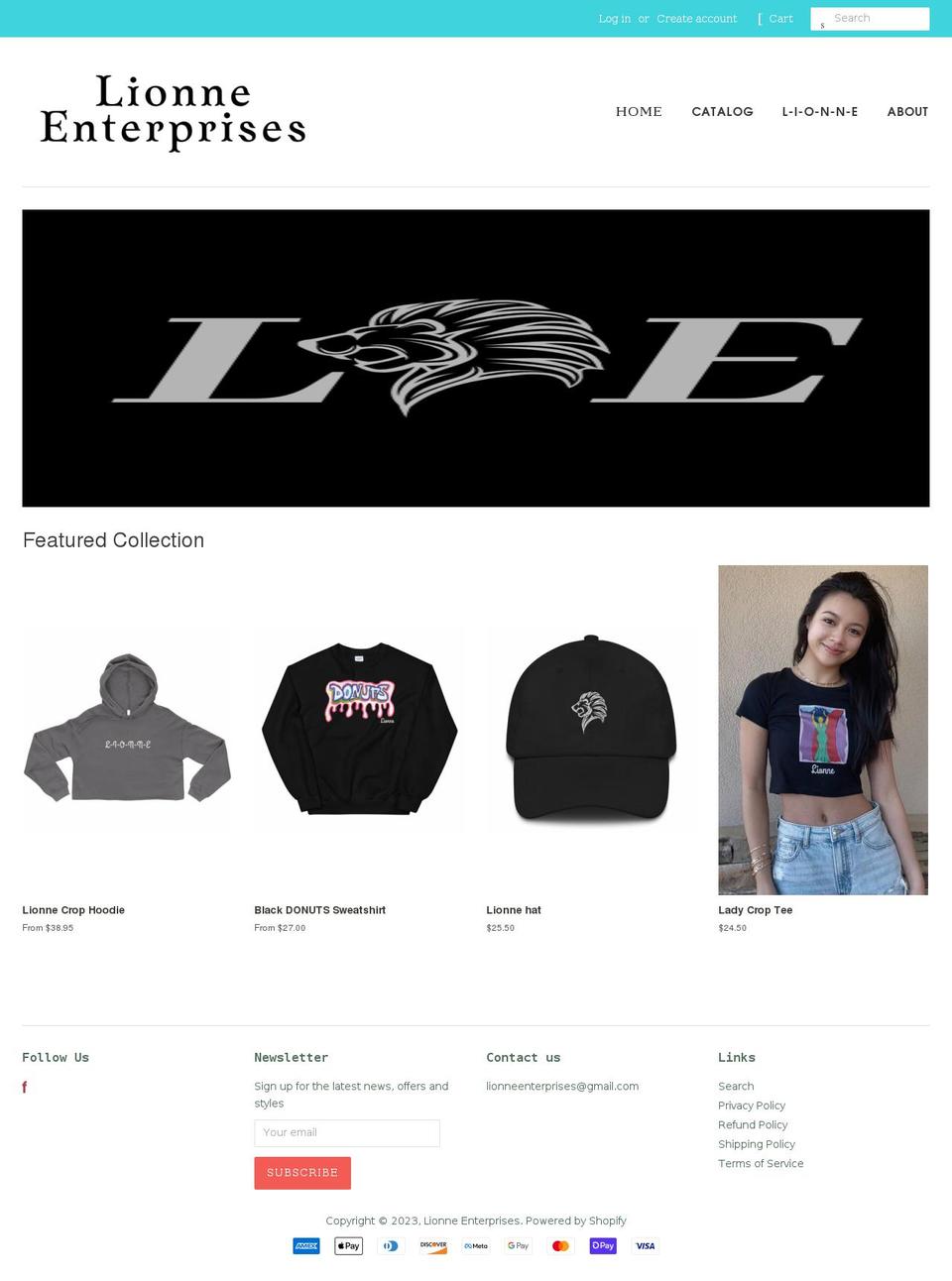 lionneenterprises.com shopify website screenshot