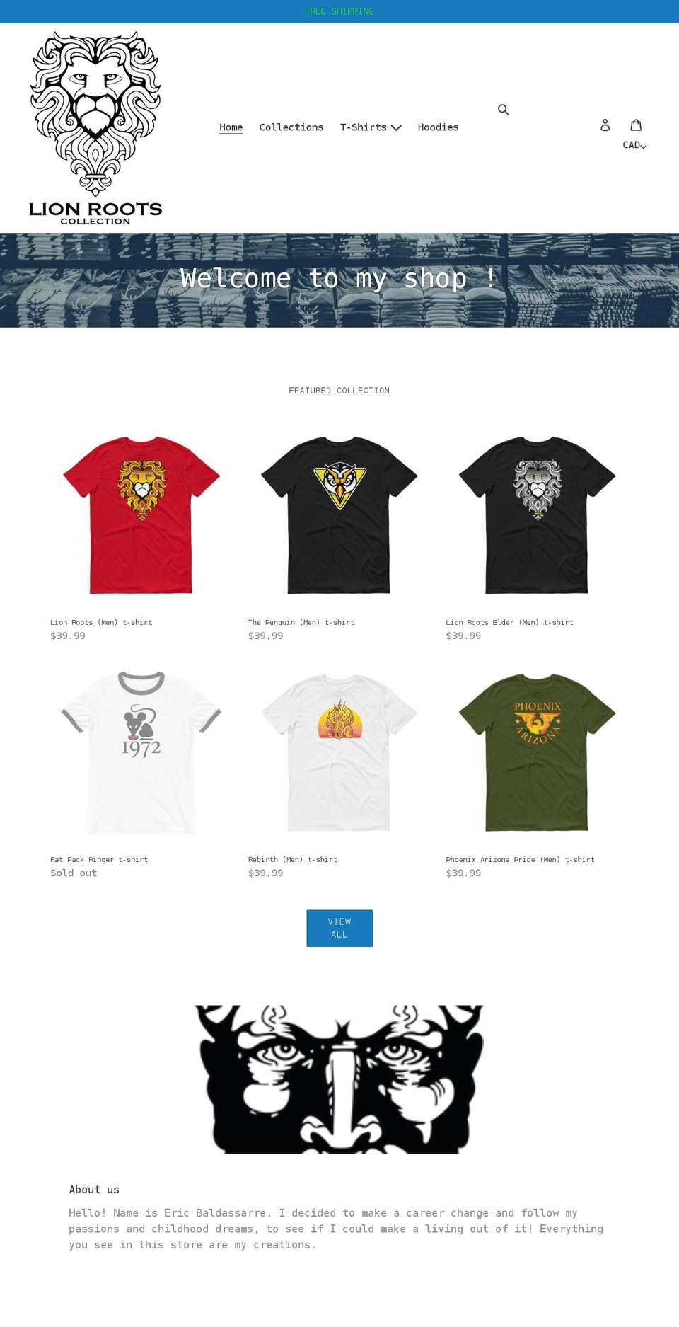 lionrootscollection.com shopify website screenshot