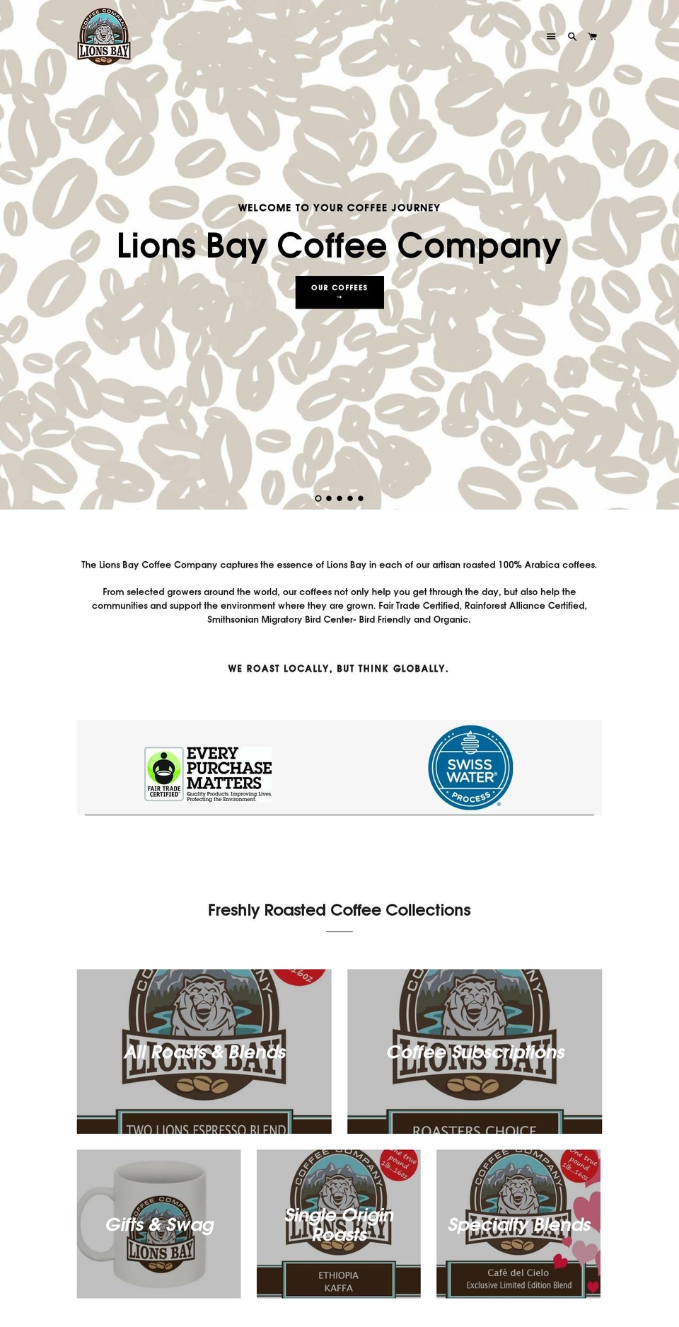 lionsbayroasters.com shopify website screenshot