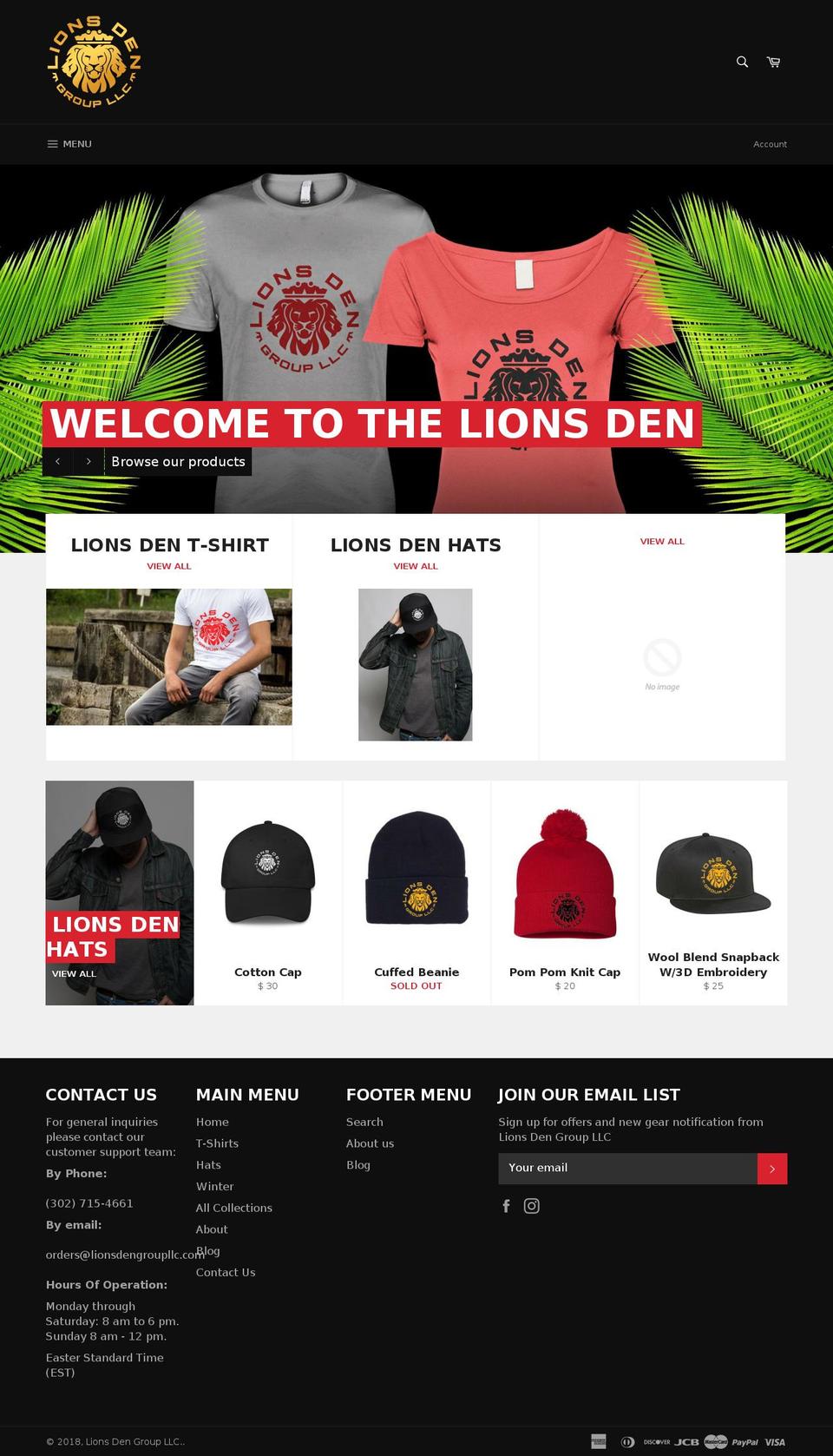 lionsdengroupllc.com — Shopify storefront screenshot