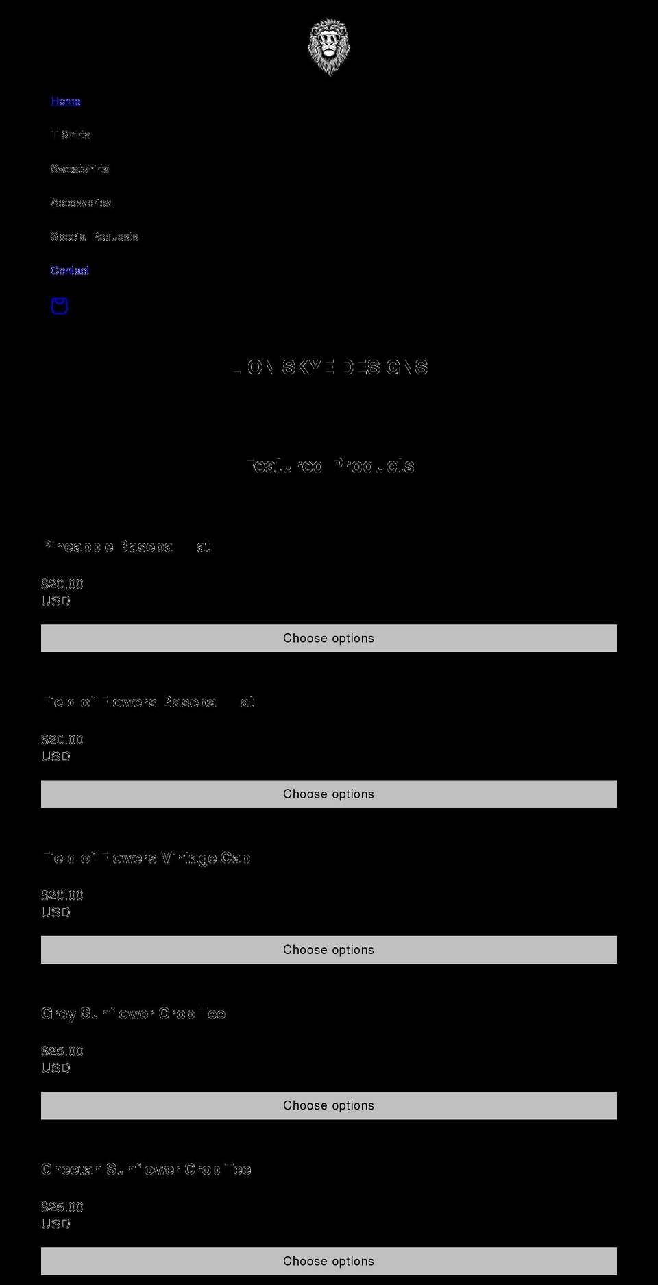 lionskye.com shopify website screenshot