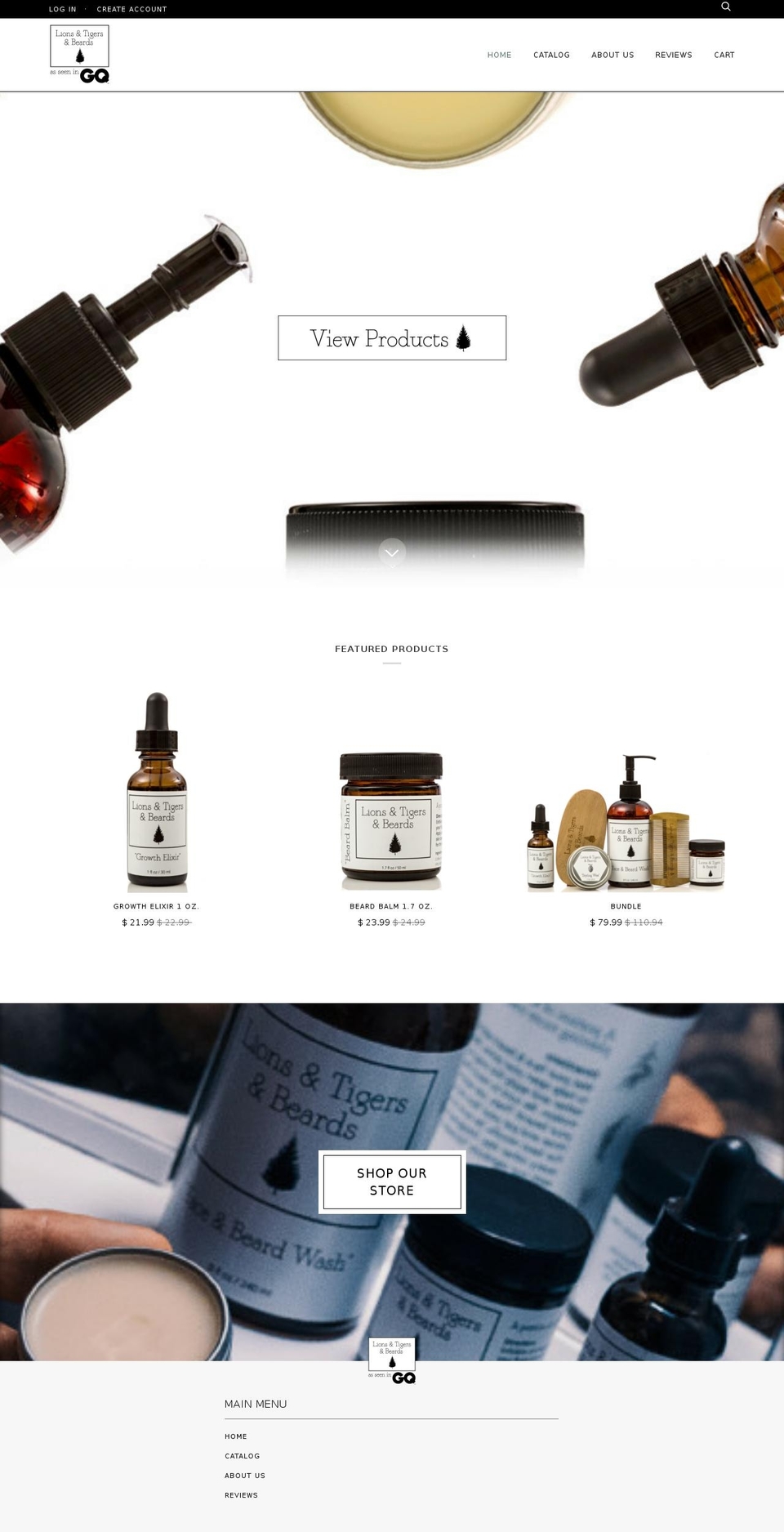 lionstigersbeards.com shopify website screenshot