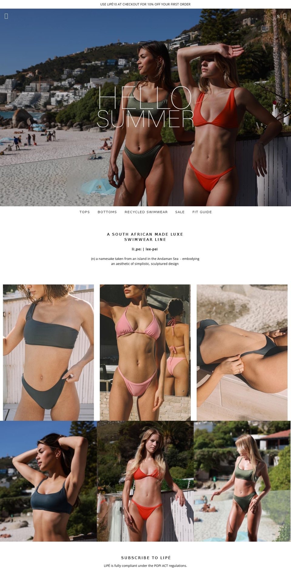 lipeswimwear.com — Shopify storefront screenshot