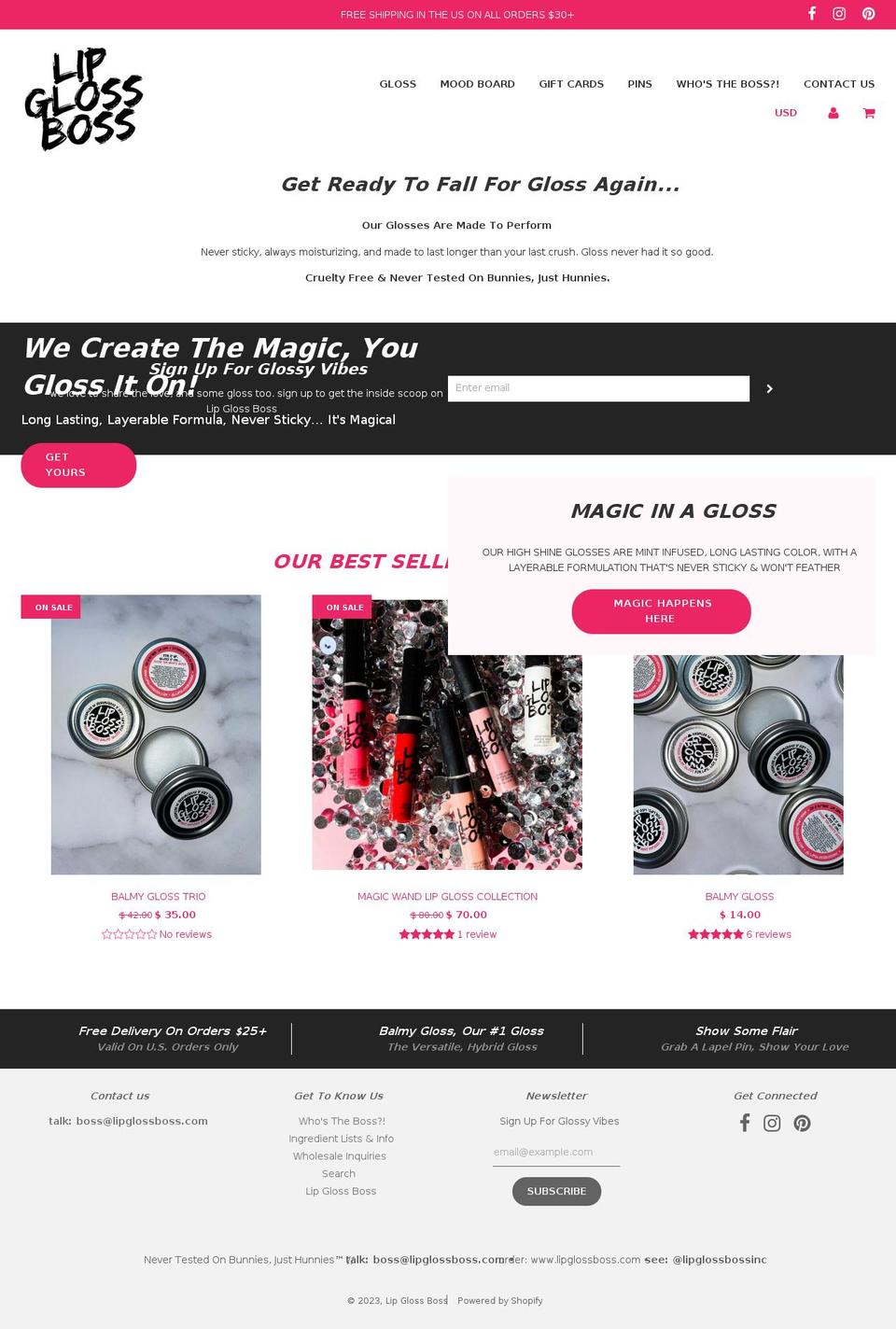 lipglossboss.com shopify website screenshot