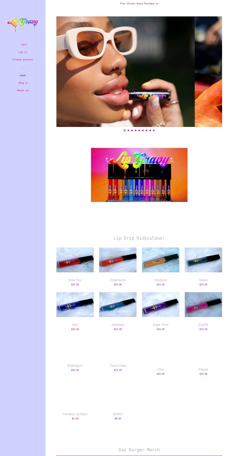 lipgravycosmetics.com shopify website screenshot