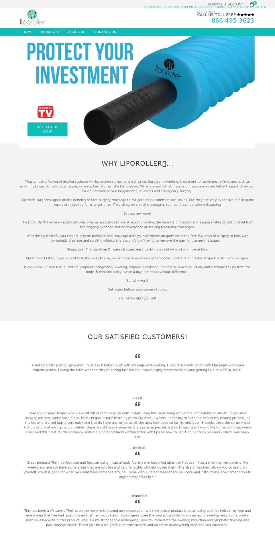 qeretail Shopify theme site example liporoller.com
