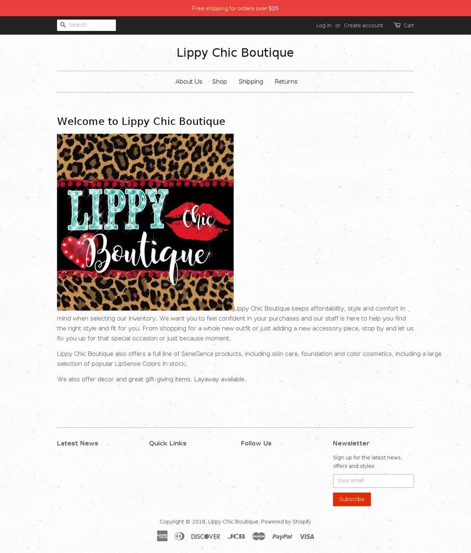 lippychicboutique.com — Shopify storefront screenshot