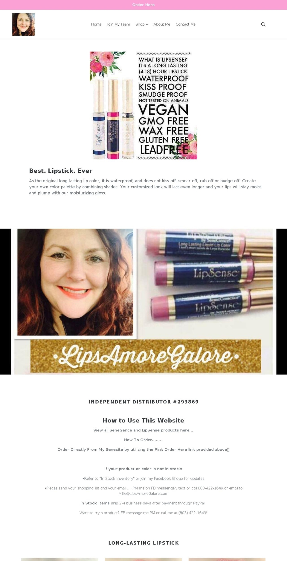 lipsamoregalore.com — Shopify storefront screenshot