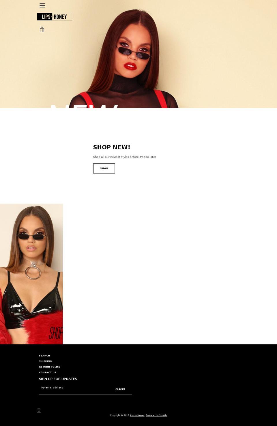 lipsandhoney.com shopify website screenshot