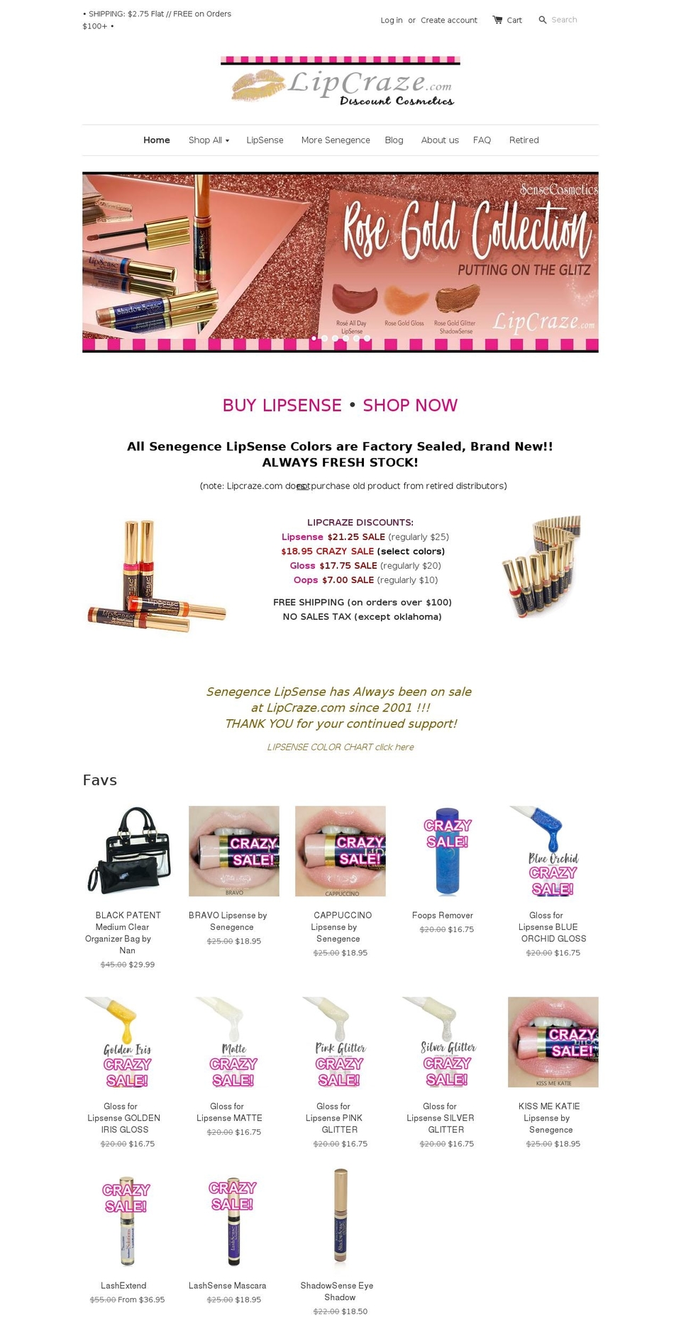 lipsensediscount.com — Shopify storefront screenshot