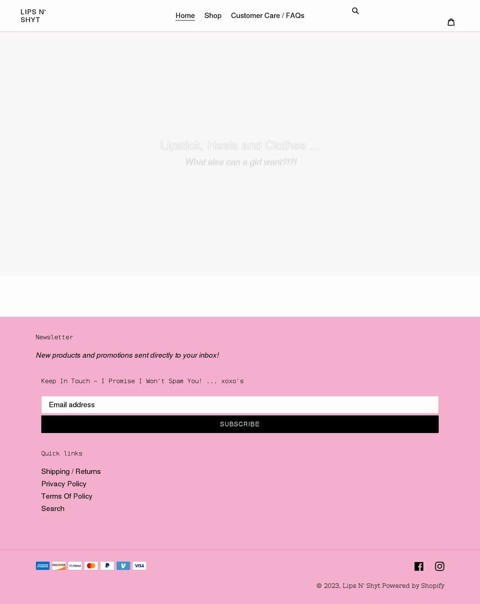 lipsnshyt.com shopify website screenshot